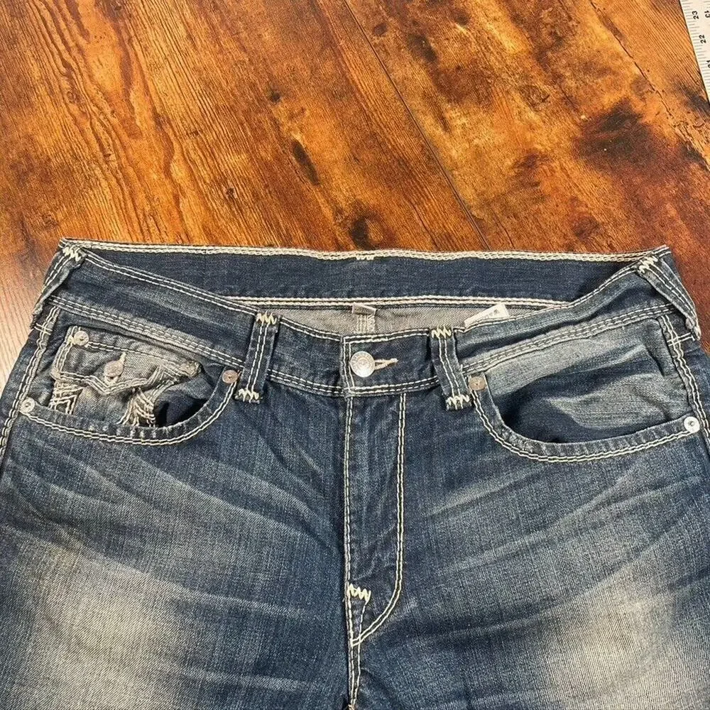 True‎ Religion Straight With Flaps Mega T Blue Jeans Mens 38X34